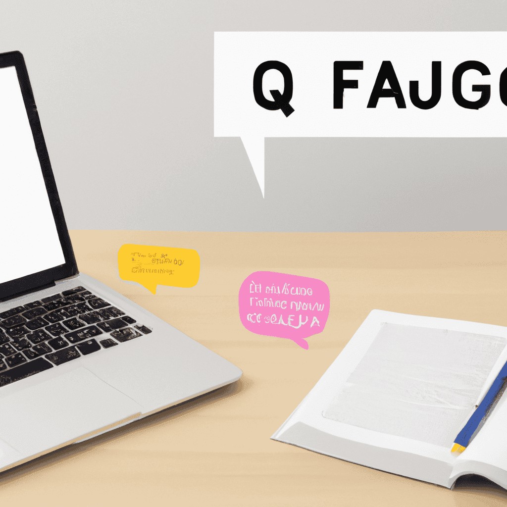Laptop on desk with speech bubbles
